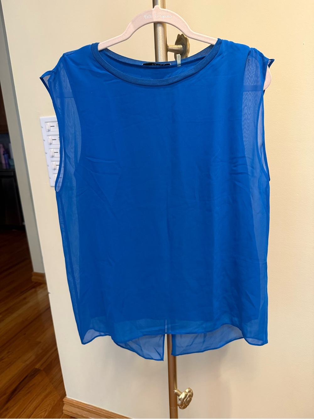2 T Tahari Royal Blue and Black Sheer Sleeveless Camisoles
